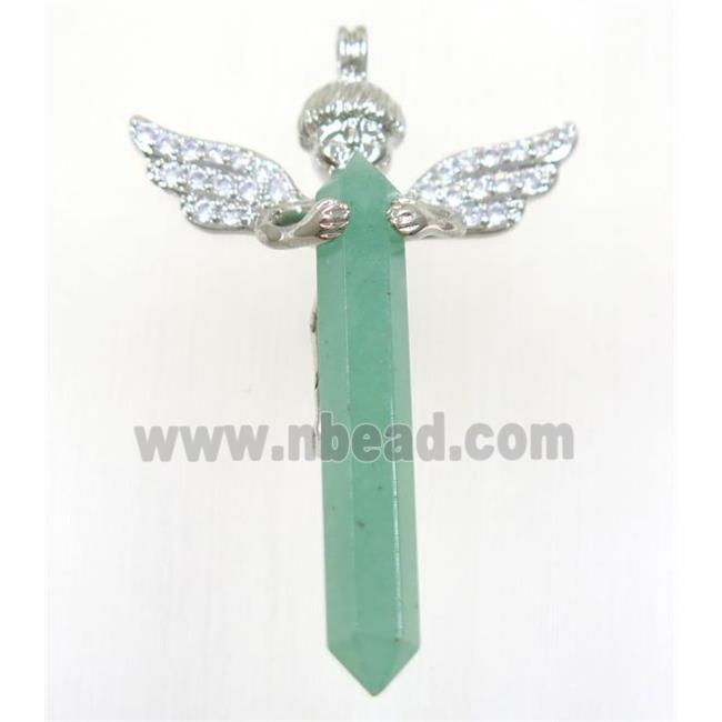 gemstone pendant, angel, platinum plated