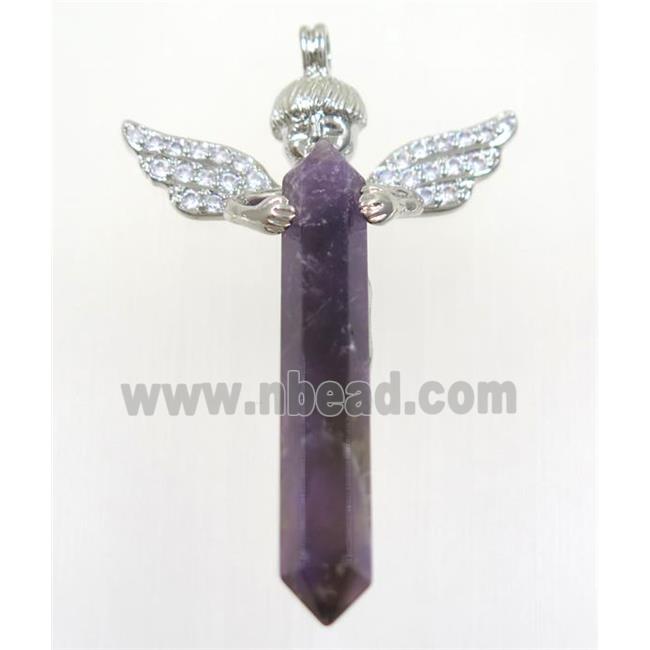 gemstone pendant, angel, platinum plated