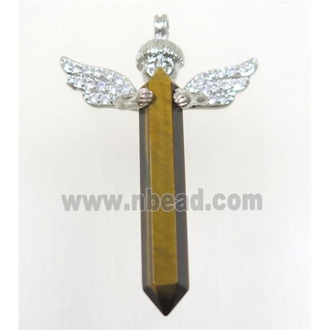 gemstone pendant, angel, platinum plated