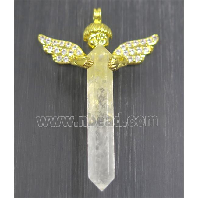 gemstone pendant, angel, gold plated