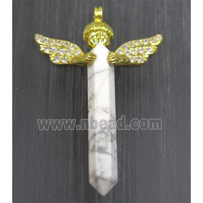 gemstone pendant, angel, gold plated