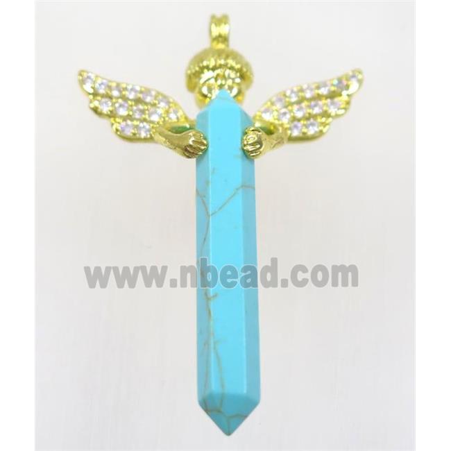 gemstone pendant, angel, gold plated