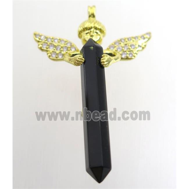 gemstone pendant, angel, gold plated