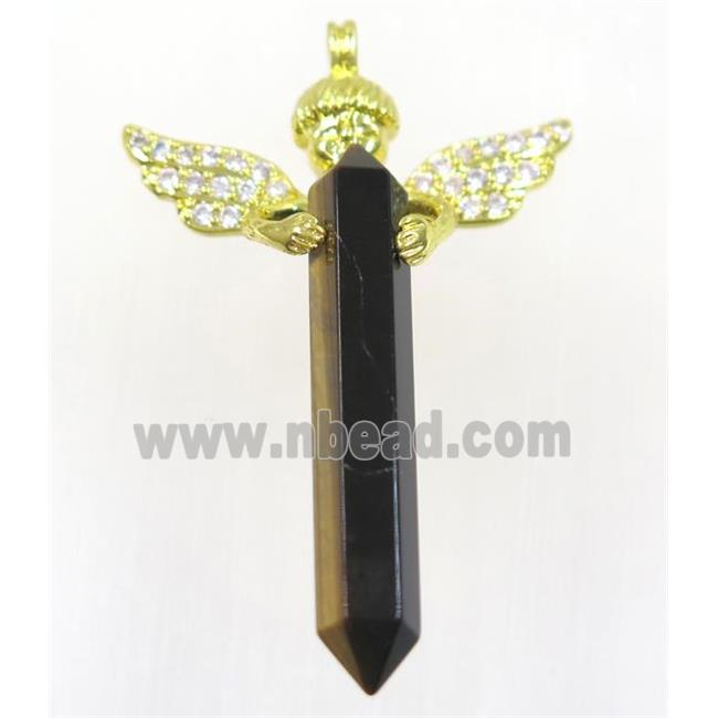 gemstone pendant, angel, gold plated