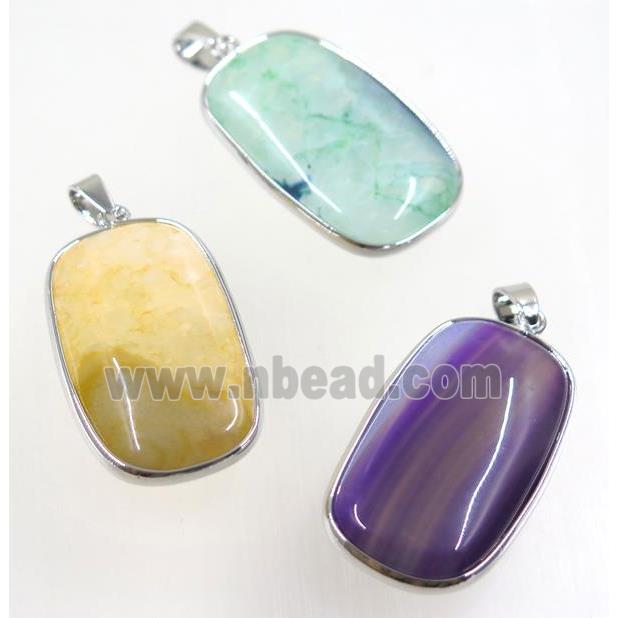 Agate rectangle pendant, mix color