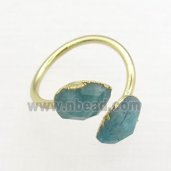 Amazonite Rings, copper, gold plated