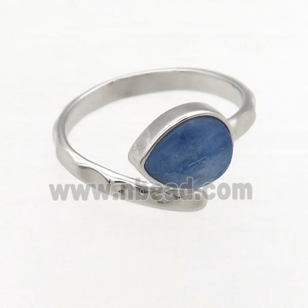 blue Kyanite Rings, copper, gold plated