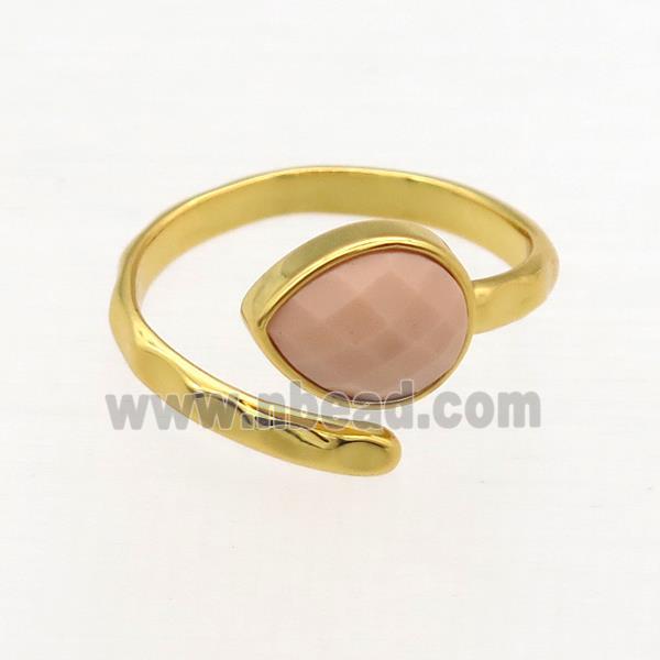 pink dye Coral Rings, copper, gold plated