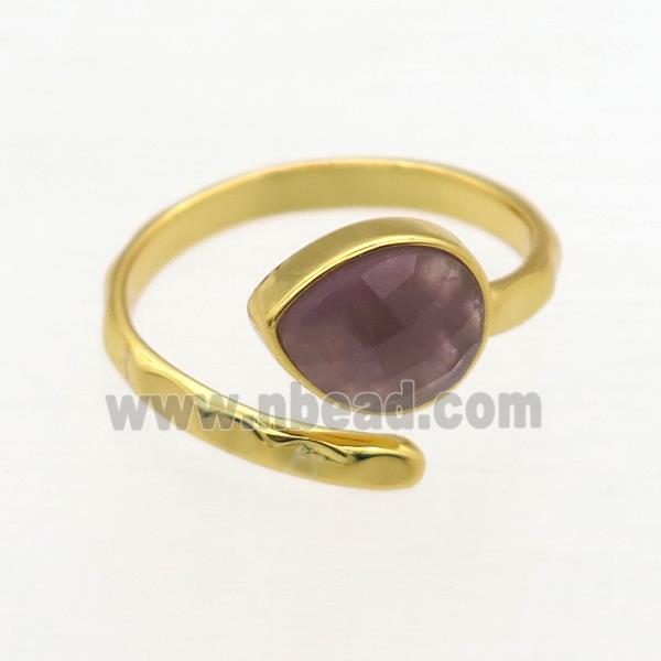 gemstone ring, copper, gold plated