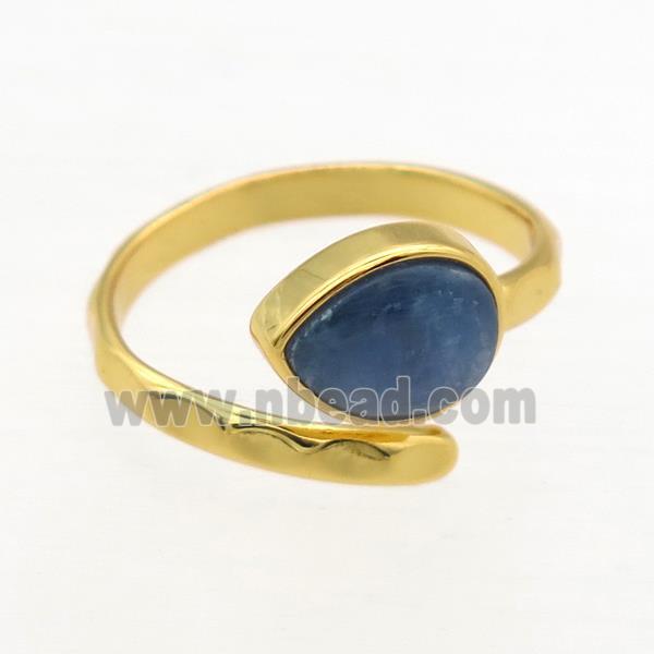 blue Kyanite Rings, copper, gold plated