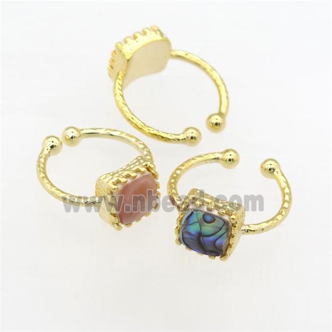 mix Abalone Shell Rings, copper, gold plated