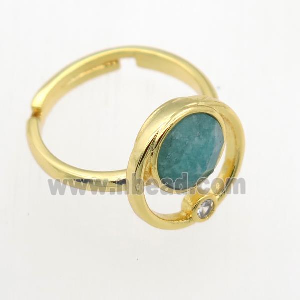 green Amazonite Rings, copper, gold plated