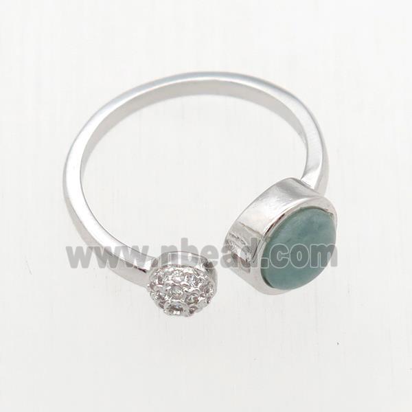 Amazonite Rings, copper, platinum plated