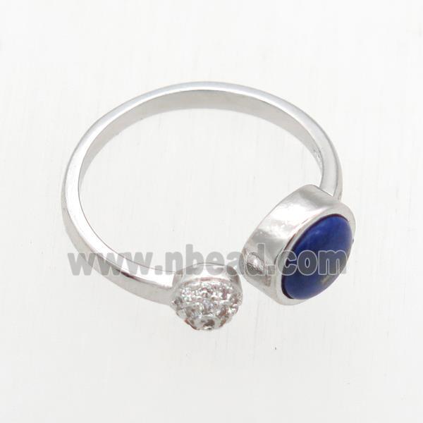 blue Lapis Lazuli Rings, copper, platinum plated