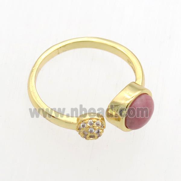 Rhodonite Rings, copper, gold plated