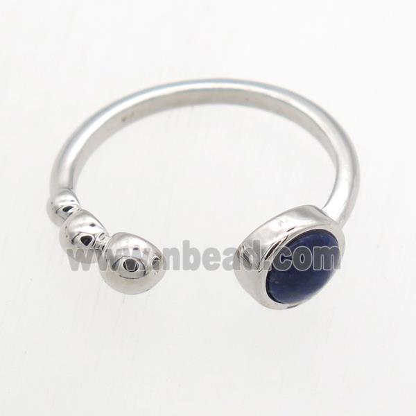 blue Lapis Lazuli Rings, copper, platinum plated