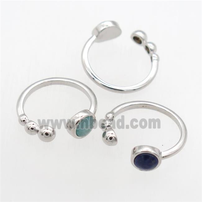 mix gemstone Rings, copper, platinum plated