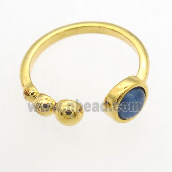 blue Kyanite Rings, copper, gold plated