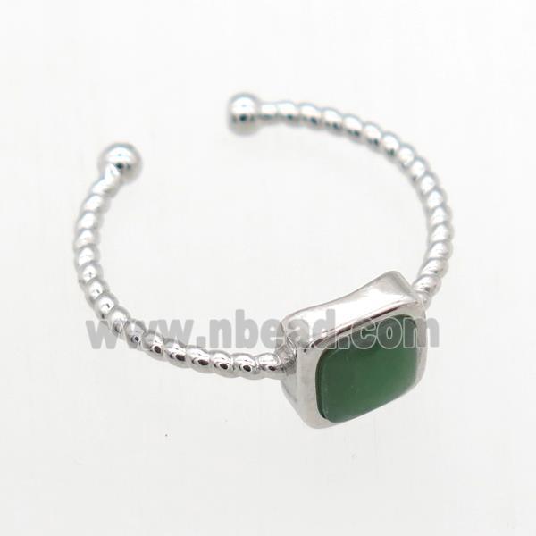 green Aventurine Rings, copper, platinum plated