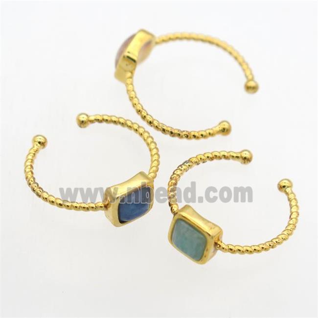 mixed gemstone Rings, copper, gold plated