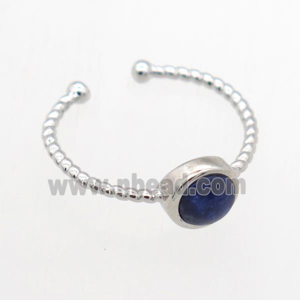 blue Lapis Lazuli Rings, copper, platinum plated