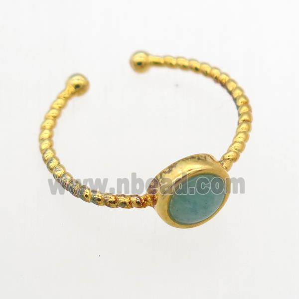 green Amazonite Rings, copper, gold plated