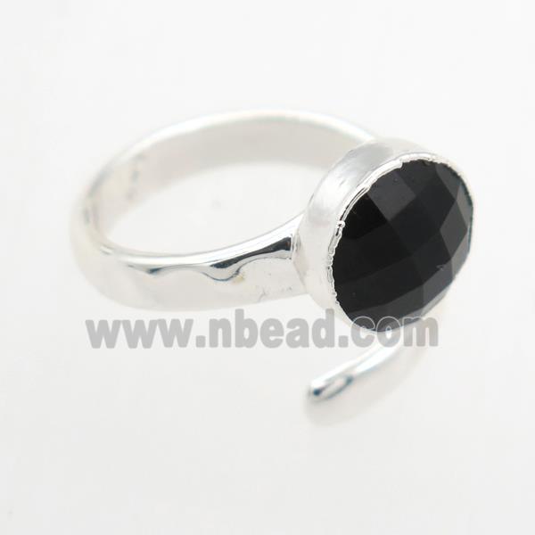 black Agate Rings, copper, platinum plated