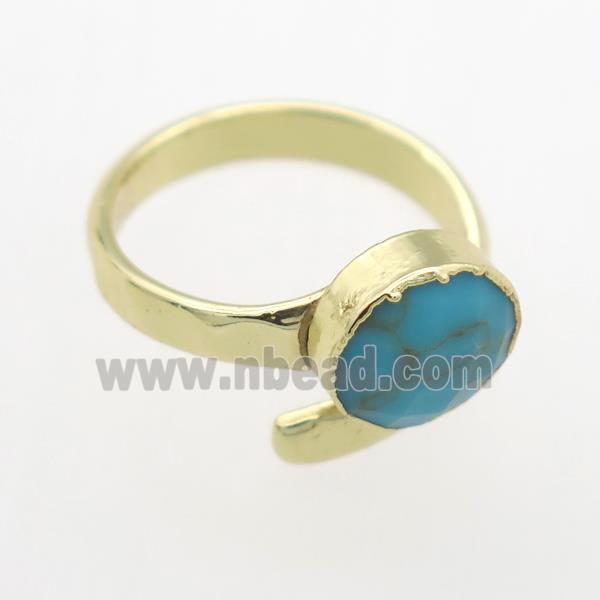 blue Turquoise Rings, copper, platinum plated