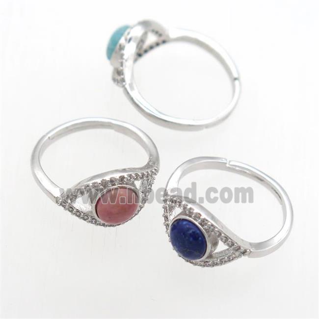 mix gemstone Rings, copper, platinum plated