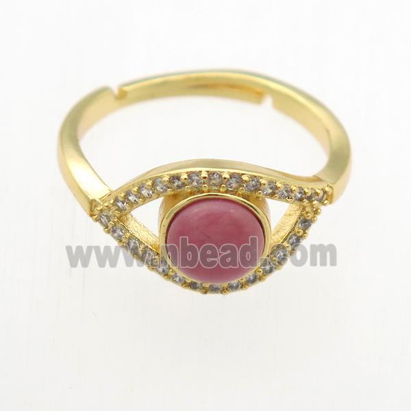 Rhodonite Rings, copper, gold plated