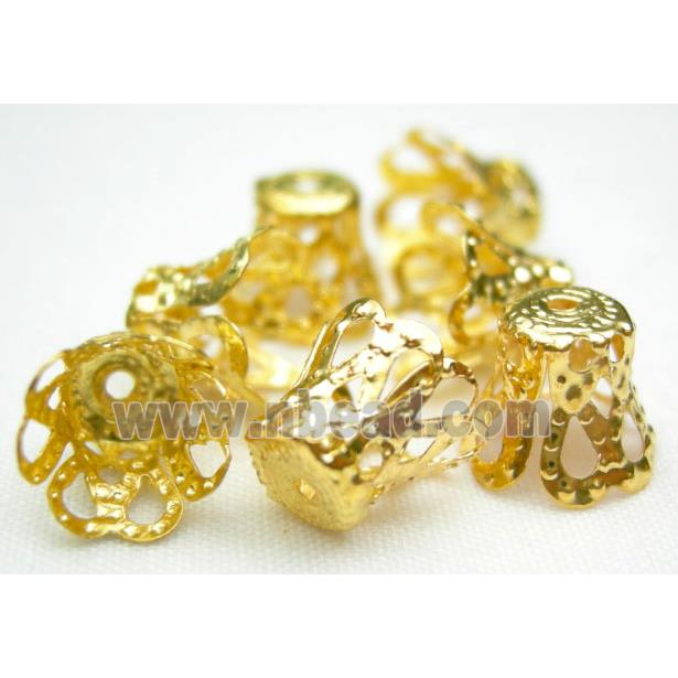 gold plated flower beadcaps, iron
