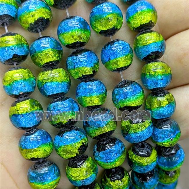 Foil Glass Round Beads Smooth Multicolor