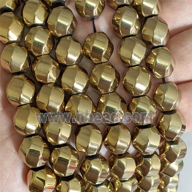 Hematite Twist Beads Gold Plated