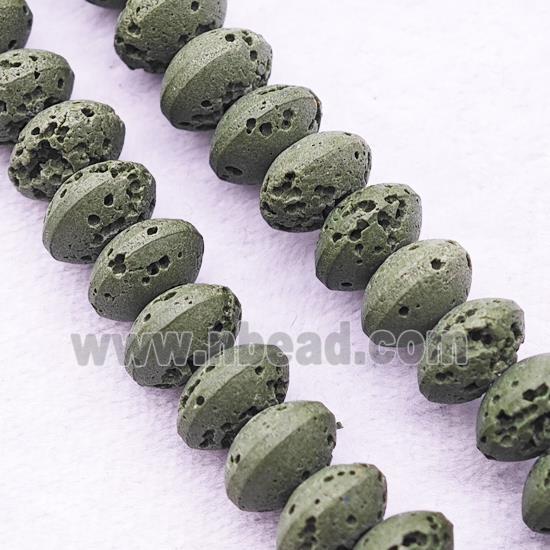 Lava Rondelle Beads Smooth Green