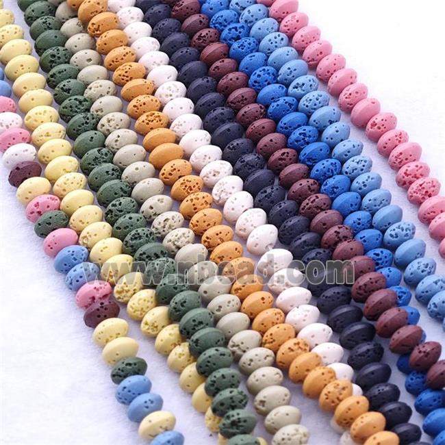 Lava Rondelle Beads Smooth Mixed