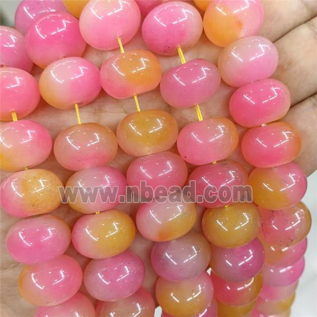 Jade Beads Smooth Rondelle Pink Yellow Dye