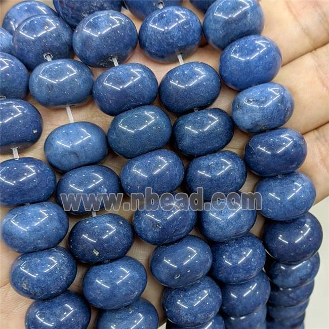 Natural Jade Beads Smooth Rondelle Blue Dye