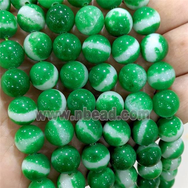 Natural Jade Beads Green Dye Smooth Round