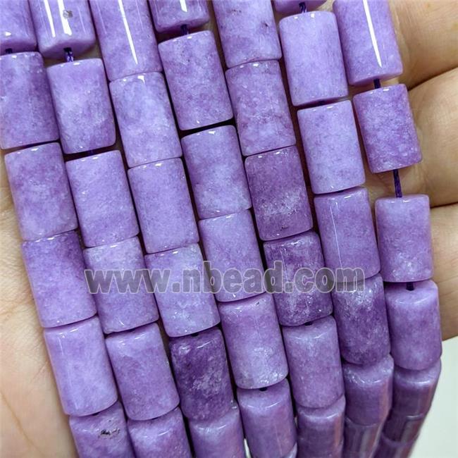 Sponge Jade Tube Beads Puprle Dye