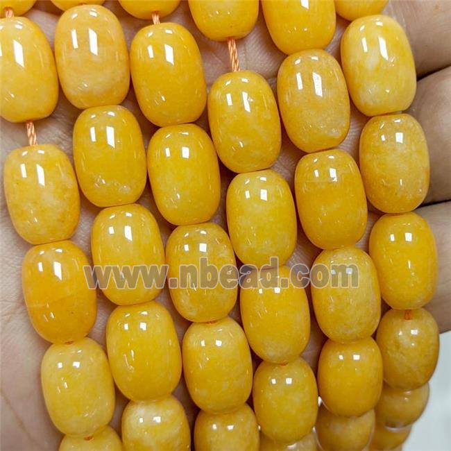 Sponge Jade Barrel Beads Yellow Dye