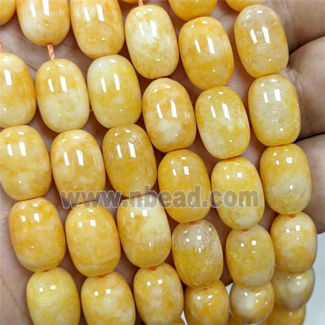 Sponge Jade Barrel Beads Yellow Dye