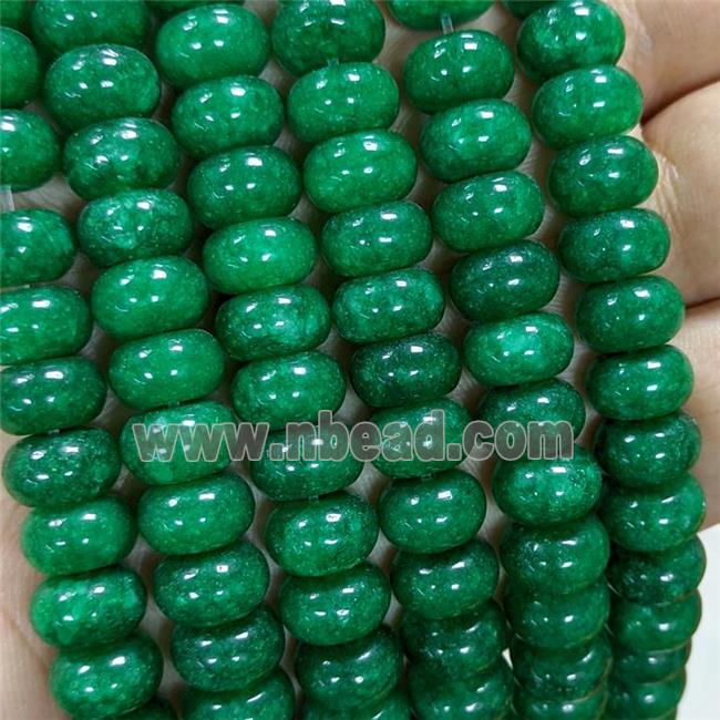 Sponge Jade Rondelle Beads Smooth Green Dye