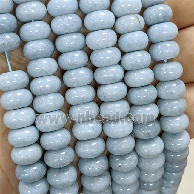 Sponge Jade Rondelle Beads Smooth Grayblue Dye