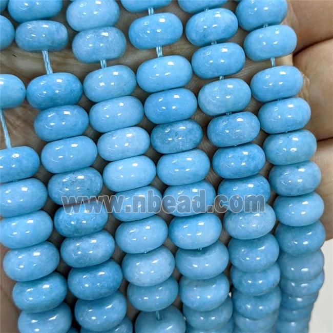 Sponge Jade Rondelle Beads Smooth Blue Dye