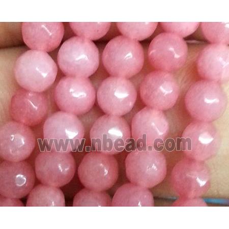 pink jade beads, faceted round