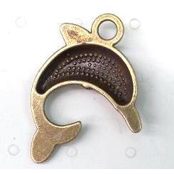 Tibetan silver dolphin pendant, non-nickel, bronze