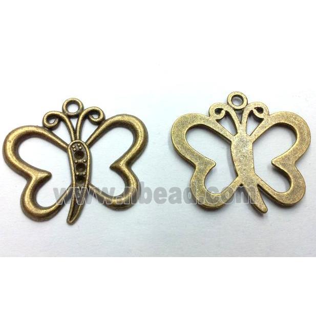 Tibetan silver butterfly pendant, non-nickel, bronze