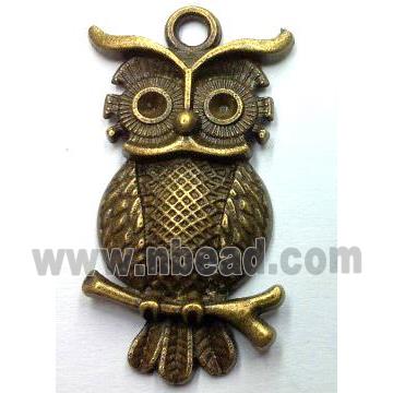 Tibetan silver owl pendant, non-nickel, bronze