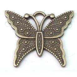 Tibetan silver butterfly pendant, non-nickel, bronze