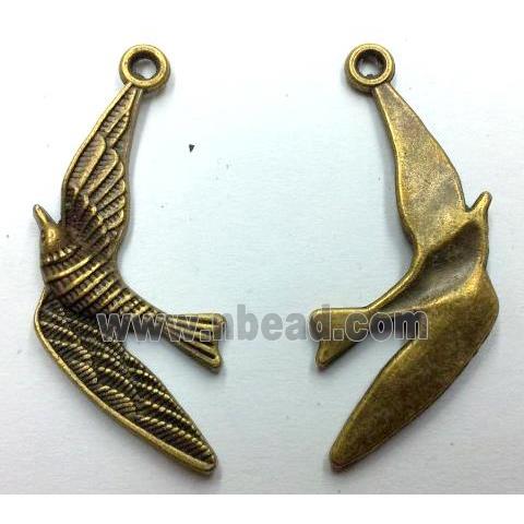 Tibetan silver birds pendant, non-nickel, bronze